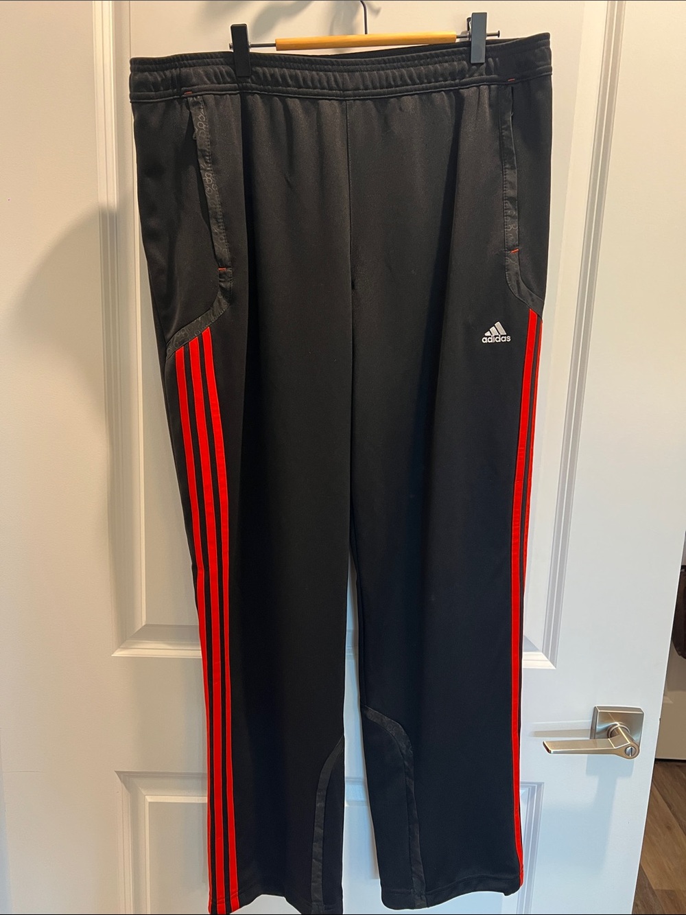 adidas Black Sweatpants with Red Side Stripes